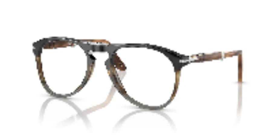 Persol Eyeglasses Frames 9714-V-M 1135 Brown Horn Round Collapsible 52-20-140
