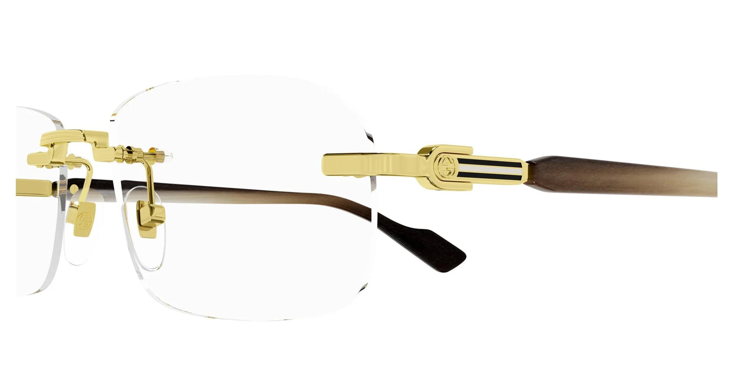 Gucci GG1221O Eyeglasses 002 - Gold/Brown - Transparent Unisex