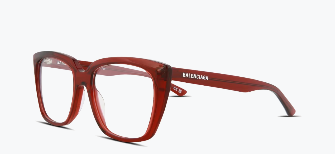 Balenciaga BB0062O 004 Women's Eyeglasses, Full Rim Optical Frame, Red, 53mm