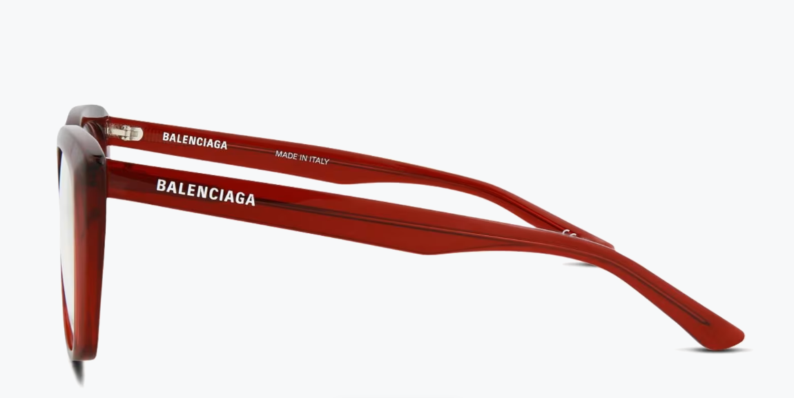 Balenciaga BB0062O 004 Women's Eyeglasses, Full Rim Optical Frame, Red, 53mm