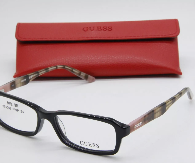 GUESS 2458 BLK BLACK BROWN PINK AUTHENTIC EYEGLASSES FRAMES W/CASE 54-15