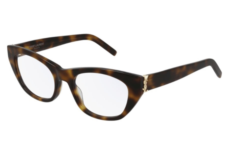 Saint Laurent Eyeglasses Women's SL-M80 002 Havana/Gold Logo 52-19-140mm