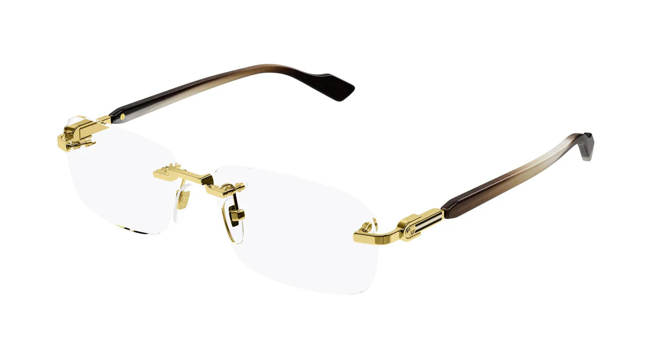 Gucci GG1221O Eyeglasses 002 - Gold/Brown - Transparent Unisex