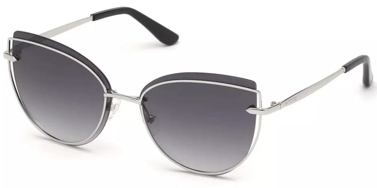 Guess Women's Silver-Tone Offset Lens Cat Eye Sunglasses - GU7617 10B