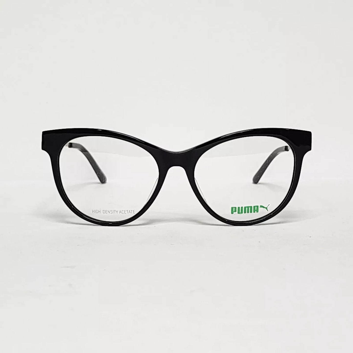 Puma PU01860 Women's Round Cat Eye Glasses in Shiny Black | Size: 53mm