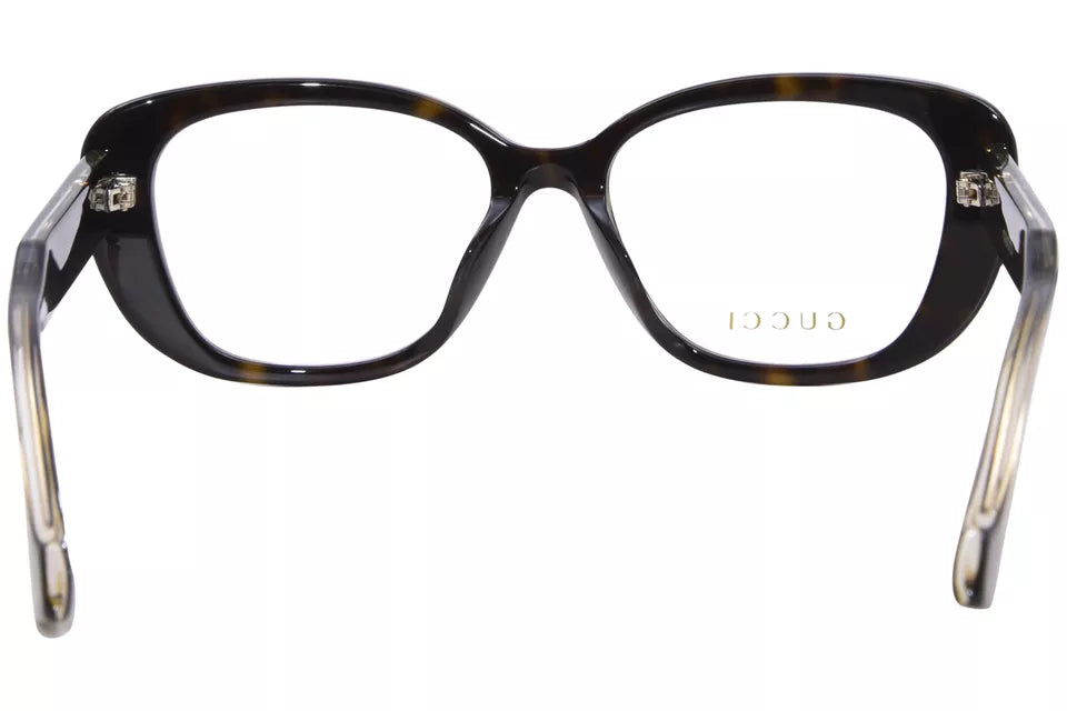Gucci GG1559OK 002 Eyeglasses Frame Women's Havana Crystal Full Rim Cat Eye 54mm