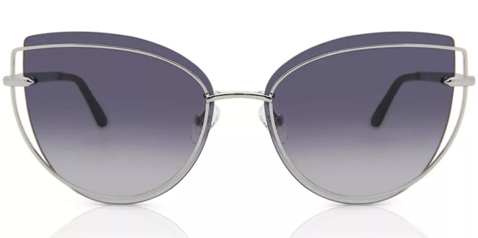 Guess Women's Silver-Tone Offset Lens Cat Eye Sunglasses - GU7617 10B