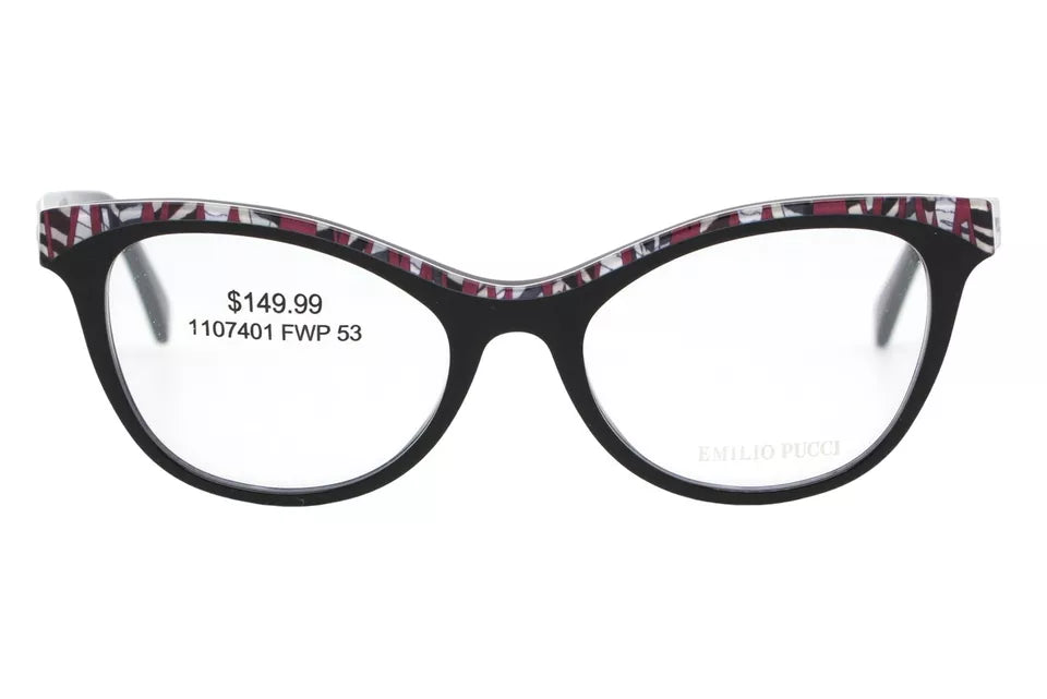 Emilio Pucci EP5036-3/V Shiny Black Women's Cat Eye Eyeglasses 53-18-140 W/Case
