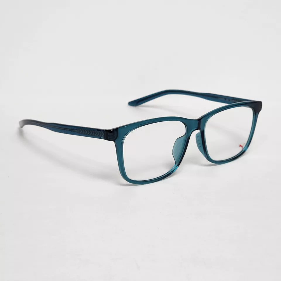 Puma PU01840A Men's Rectangular Glasses in Transparent Aqua | Size: 57mm