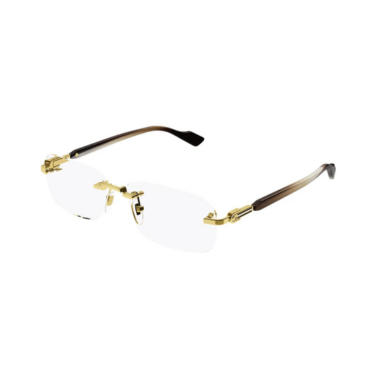 Gucci GG1221O Eyeglasses 002 - Gold/Brown - Transparent Unisex